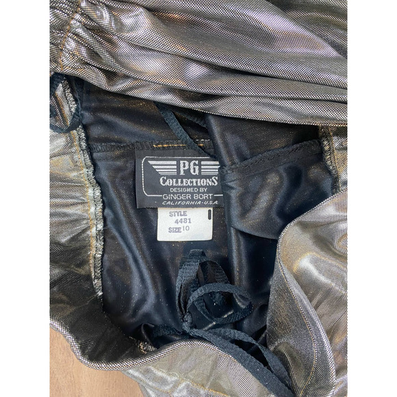 Vintage PG Collections Ginger Bort Silver Llamé High Waist Pants Size 10 MINT - Picture 7 of 10